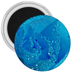 Blue Rose 3  Button Magnet