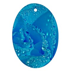 Blue Rose Oval Ornament (Two Sides)