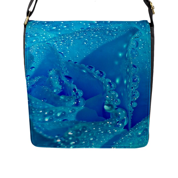 Blue Rose Flap Closure Messenger Bag (Large)