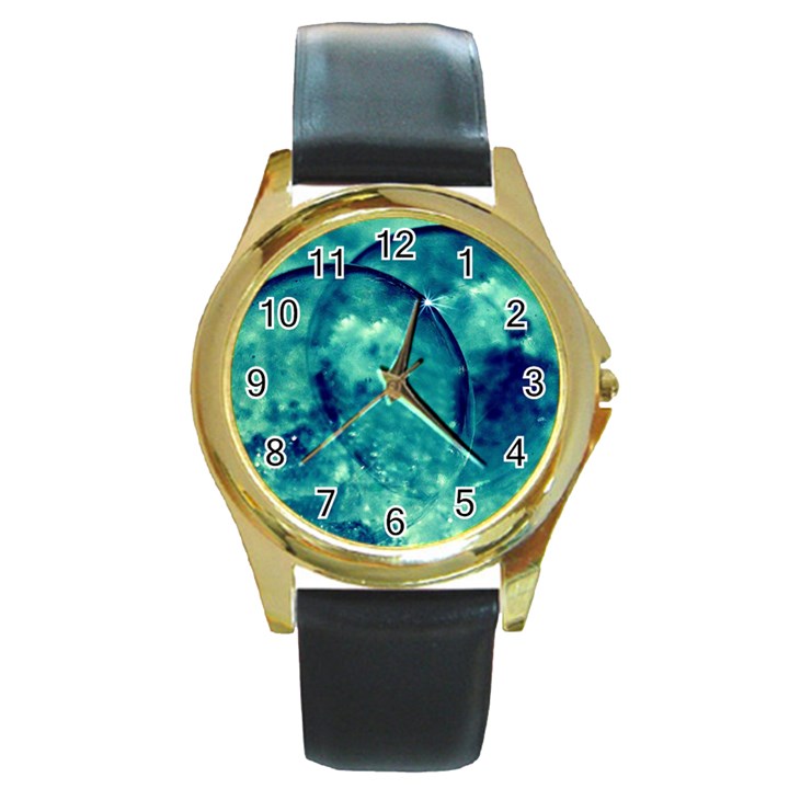 Magic Balls Round Metal Watch (Gold Rim) 