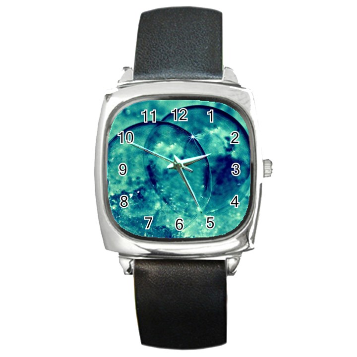 Magic Balls Square Leather Watch