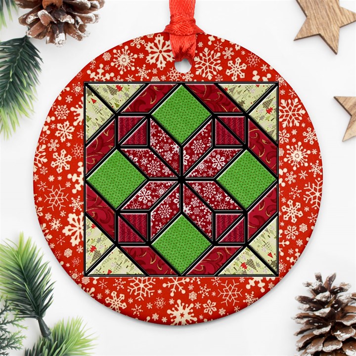 Grandma s Quilt Round Ornament