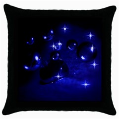 Blue Dreams Black Throw Pillow Case