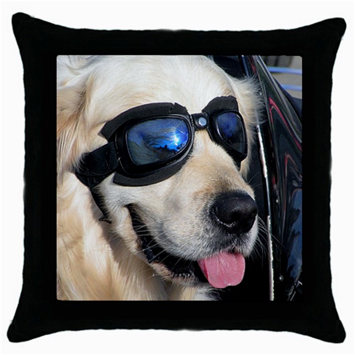 Cool Dog  Black Throw Pillow Case