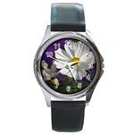 Cosmea   Round Metal Watch (Silver Rim) Front