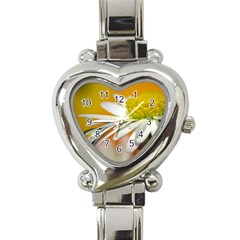 Daisy With Drops Heart Italian Charm Watch 