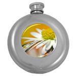 Daisy With Drops Hip Flask (Round) Front