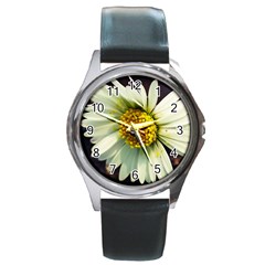 Daisy Round Metal Watch (silver Rim) by Siebenhuehner