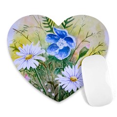 Meadow Flowers Mousepad (heart) by ArtByThree