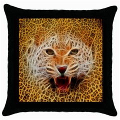 Electrified Fractal Jaguar Throw Pillow Case (black) by TheWowFactor