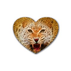 Electrified Fractal Jaguar Rubber Coaster (heart) by TheWowFactor