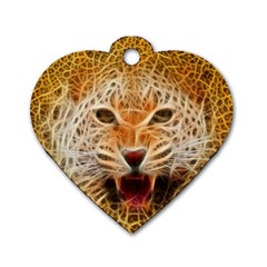 Electrified Fractal Jaguar Dog Tag Heart (one Side)