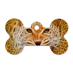 Electrified Fractal Jaguar Dog Tag Bone (two Sides)