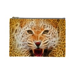 Electrified Fractal Jaguar Cosmetic Bag (large)