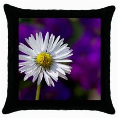 Daisy Black Throw Pillow Case