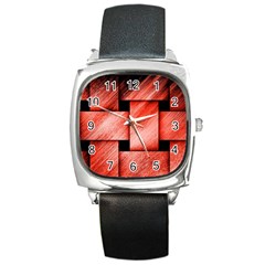 Modern Art Square Leather Watch