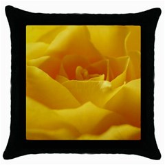 Yellow Rose Black Throw Pillow Case by Siebenhuehner