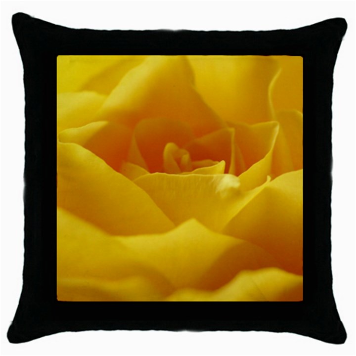 Yellow Rose Black Throw Pillow Case