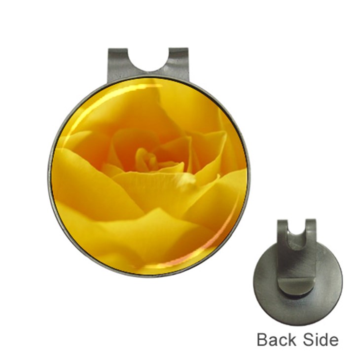 Yellow Rose Hat Clip with Golf Ball Marker