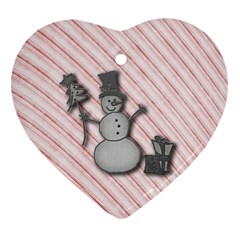 Happy Little Snowman Heart Ornament