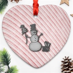 Happy Little Snowman Heart Ornament (two Sides)