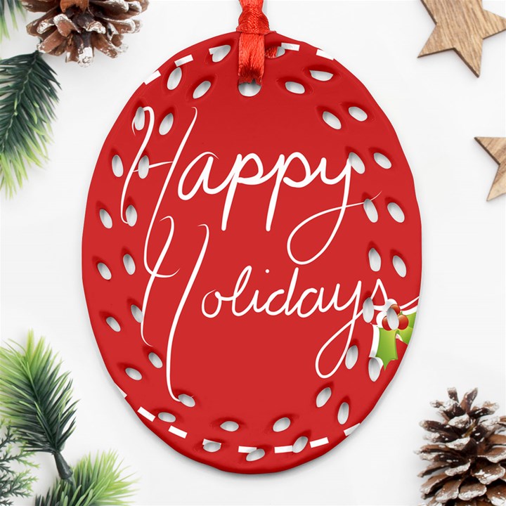 Happy Holidays! Ornament (Oval Filigree)