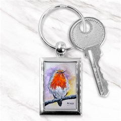 Robin Red Breast Key Chain (rectangle) by ArtByThree