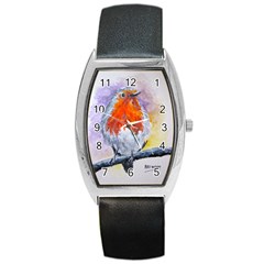 Robin Red Breast Tonneau Leather Watch