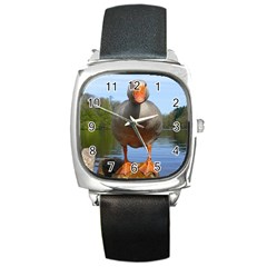 Geese Square Leather Watch by Siebenhuehner