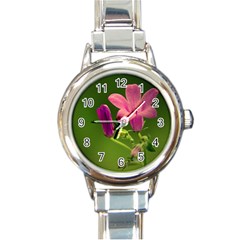 Campanula Close Up Round Italian Charm Watch by Siebenhuehner