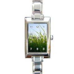 Grass Rectangular Italian Charm Watch by Siebenhuehner