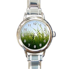 Grass Round Italian Charm Watch by Siebenhuehner