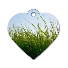 Grass Dog Tag Heart (one Sided) 