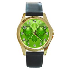 Magic Balls Round Metal Watch (gold Rim) 