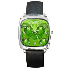 Magic Balls Square Leather Watch