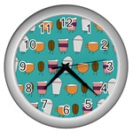 Time for coffee Wall Clock (Silver) Front