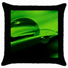 Green Drop Black Throw Pillow Case by Siebenhuehner