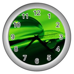 Green Drop Wall Clock (silver) by Siebenhuehner