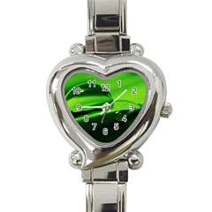 Green Drop Heart Italian Charm Watch  by Siebenhuehner