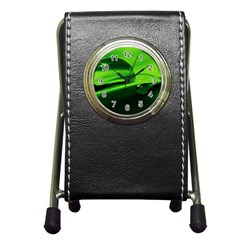 Green Drop Stationery Holder Clock