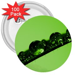 Green Drops 3  Button (100 Pack) by Siebenhuehner