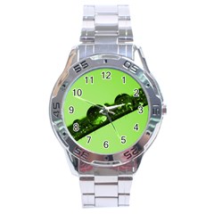 Green Drops Stainless Steel Watch (men s) by Siebenhuehner