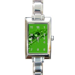 Green Drops Rectangular Italian Charm Watch by Siebenhuehner