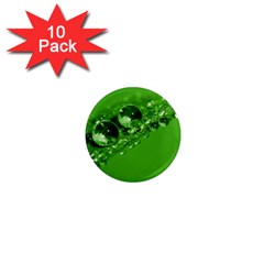 Green Drops 1  Mini Button Magnet (10 Pack) by Siebenhuehner