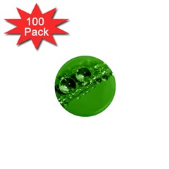 Green Drops 1  Mini Button Magnet (100 Pack)