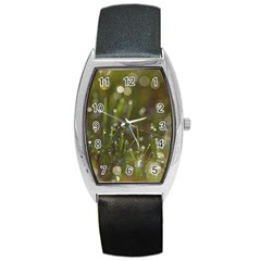 Waterdrops Tonneau Leather Watch