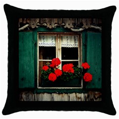 Window Black Throw Pillow Case