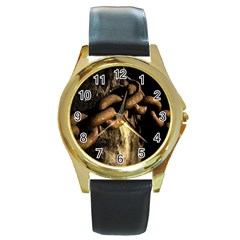 Chain Round Metal Watch (gold Rim)  by Siebenhuehner