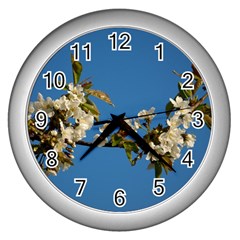 Cherry Blossom Wall Clock (silver)