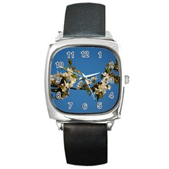 Cherry Blossom Square Leather Watch